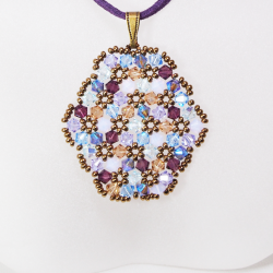 Pendant 30cm - Shea Oval-Purple Suedine - Pendant 30cm - Laiton bronze